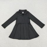 GLD1150 girls long sleeve zipper black Dress yoga