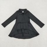 GLD1150 girls long sleeve zipper black Dress yoga
