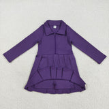 GLD1152 girls long sleeve zipper purple Dress yoga