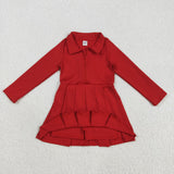 GLD1153 girls long sleeve zipper red Dress yoga