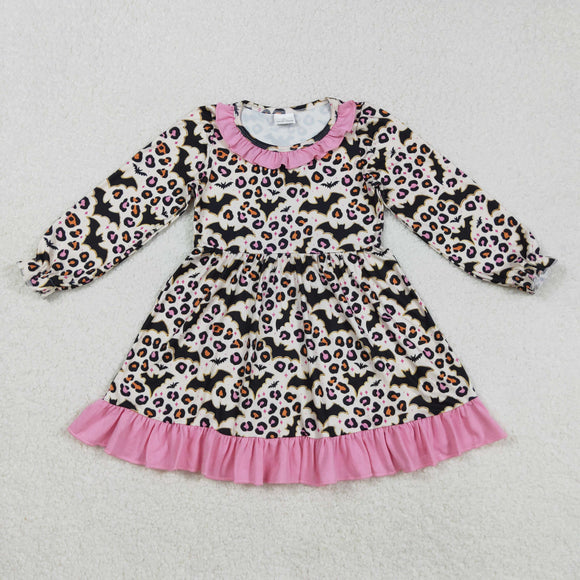 GLD1224 girls leopard long sleeve rose floral Dress