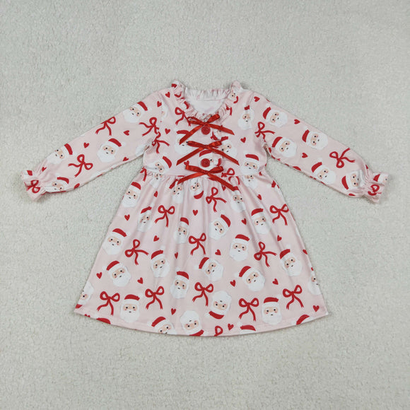 GLD1233 girls Christmas Santa Claus bow red floral Dress