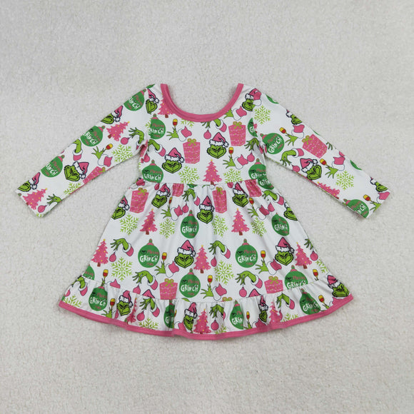 GLD1277  toddler clothes cartoon baby girl christmas winter dress