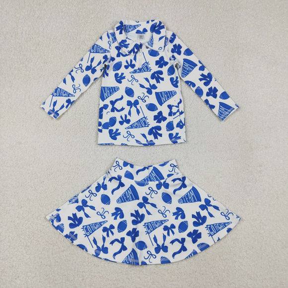 GLD1283  baby girls blue football skirt pink zip  Outfits yoga