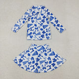 GLD1283  baby girls blue football skirt pink zip  Outfits yoga