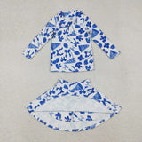 GLD1283  baby girls blue football skirt pink zip  Outfits yoga