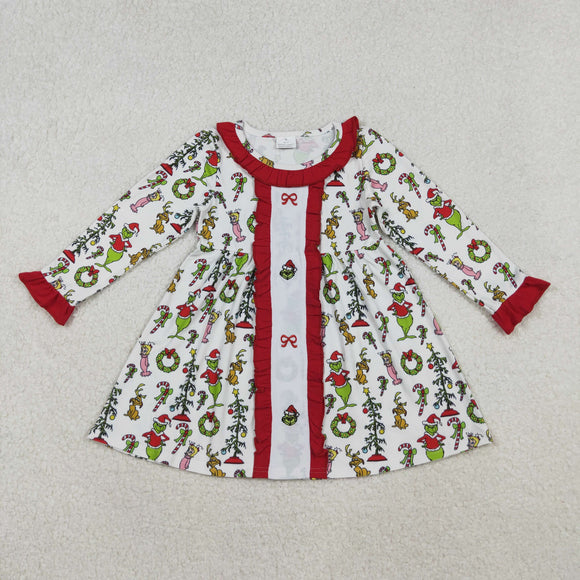 GLD1289 girls Christmas embroidered cartoon long sleeve Dress