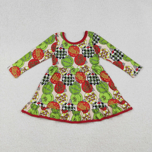 GLD1296 girls Christmas cartoon red green Dress 12/18M-7/8T