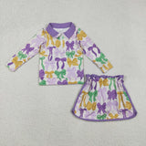 GLD1333 purple bow long sleeve outfits