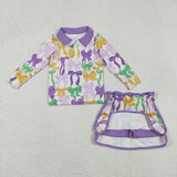 GLD1333 purple bow long sleeve outfits