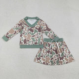 GLD1477 girls duck camo long sleeve skirt outfits