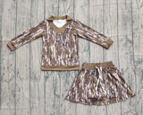 Pre-order GLD1478 girls camo long sleeve skirt outfits