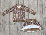 Pre-order GLD1478 girls camo long sleeve skirt outfits