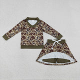GLD1479  girls camo long sleeve skirt outfits