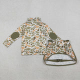 GLD1545  girls camo long sleeve zipper skirt outfits