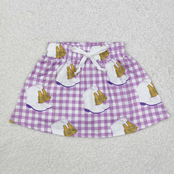 GLK0035 Mardi Gras Girls purple plaid Skirt