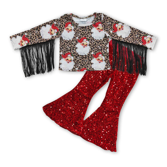 Christmas Santa top + red sequin pants outfits