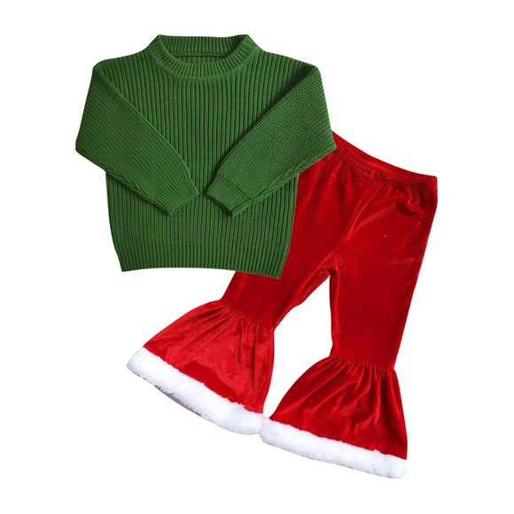 green knit sweater + red velvet girls outfits