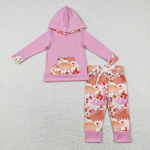GLP0865-- Dinosaur pink hoodies girls outfits