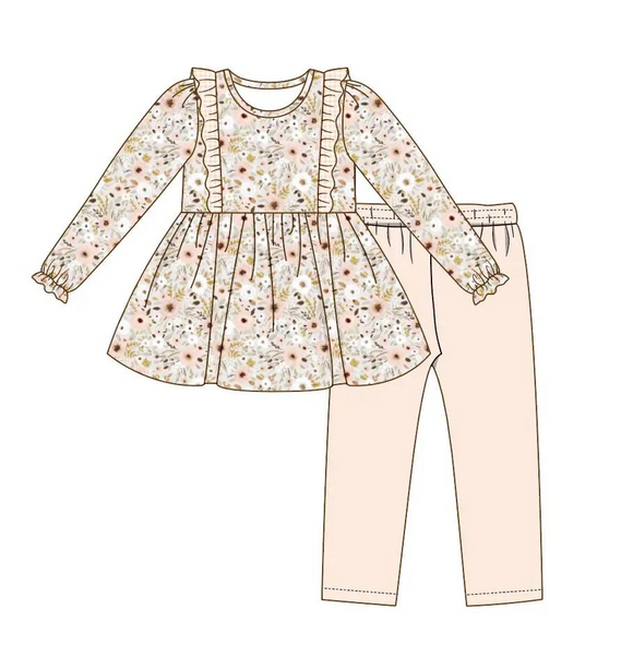 GLP0897--pre order long sleeve floral pink  girls clothing