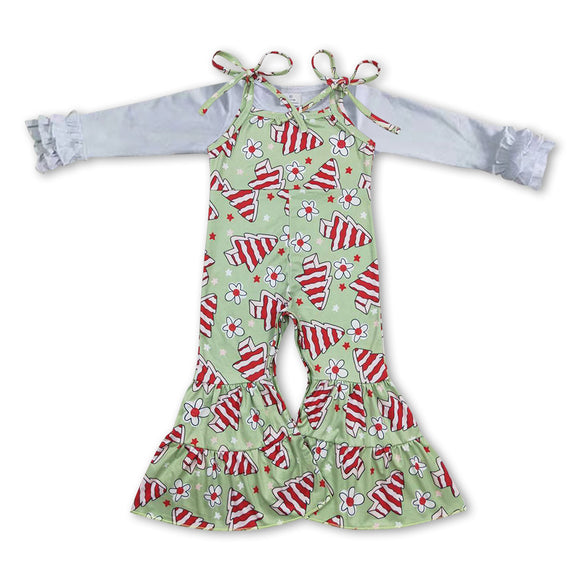 GLP0948--Christmas tree green + white top girls outfits