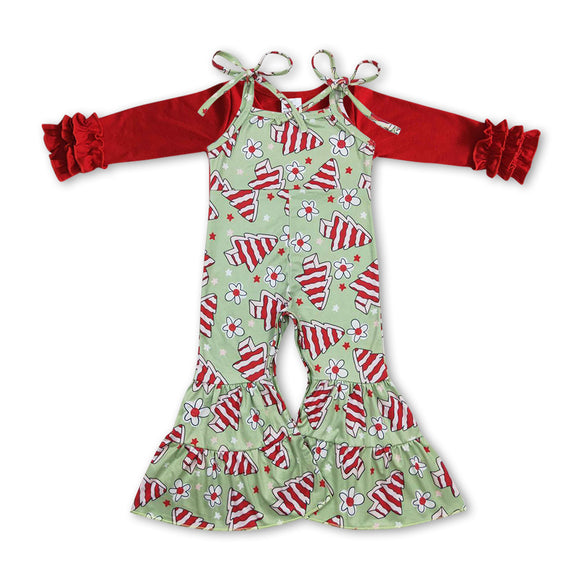 GLP0949--Christmas tree green + red top girls outfits