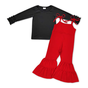 GLP0983--red jumpsuit+ black top girls outfits