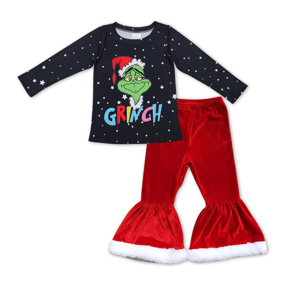 GLP1012--Christmas cartoon black girls clothing