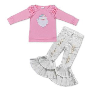GLP1017-- Santa pink top +  jeans outfits