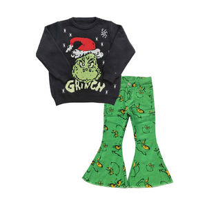 pre order GLP1069--Christmas cartoon sweater +  jeans girls outfits
