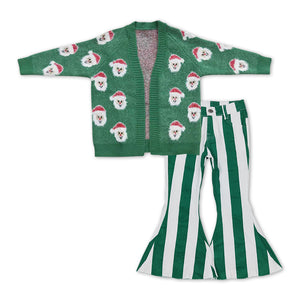 GLP1072--Christmas tree cardigan + jeans girls outfits