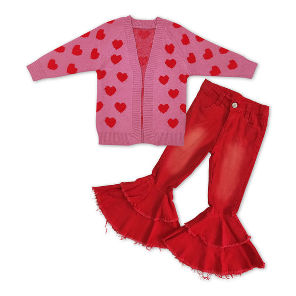 GLP1082--Valentine cardigan + jeans girls outfits