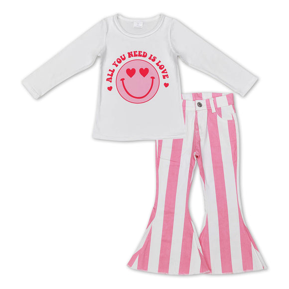 GLP1092 Valentine top + pink plaid  jeans outfits