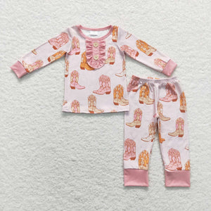 GLP1094--long sleeve boots pink girls pajamas