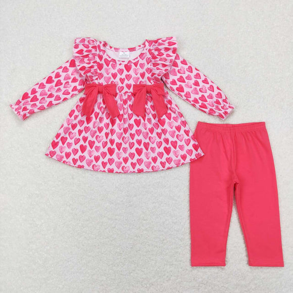 GLP1108--Valentine's Day pink red long sleeve shirt pants girls outfits