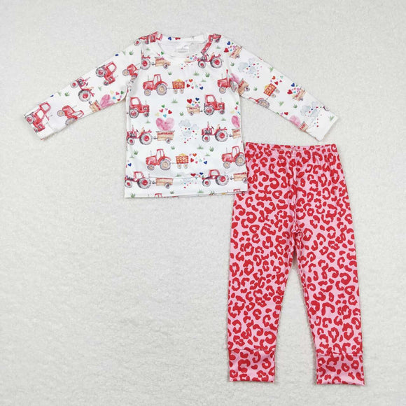 GLP1116 ---Valentine's Day tractor heart red girls outfits