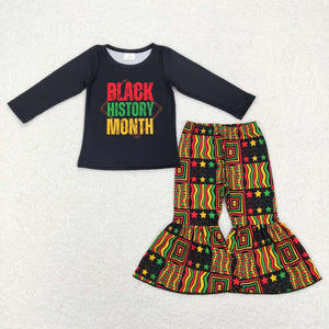 GLP1129-- black history long sleeve shirt pants girls outfits