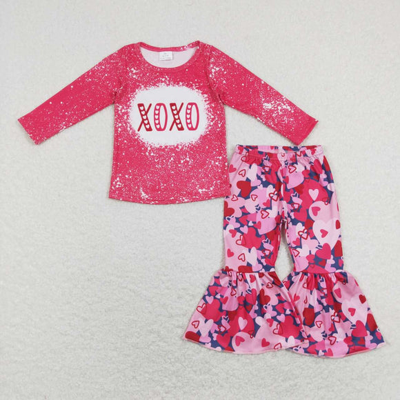 GLP1131-- Valentine's Day red long sleeve shirt pants girls outfits