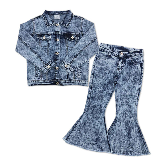 GLP1139 long sleeve jeans shirt +  jeans long pants girls outfits