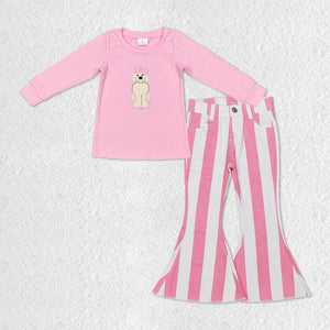 GLP1147 dog pink girls  top + jeans outfits