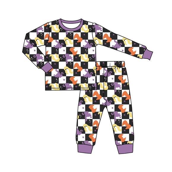 Deadline May 13 pre order Long sleeves plaid witches girls Halloween pajamas