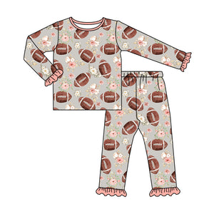 Deadline May 20 pre order Long sleeves floral football kids girls pajamas