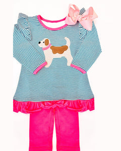 GLP1181 Deadline May 22 pre order long sleeve striped dog and cotton legging outfits