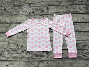 GLP1188  pre order long sleeves pumpkin pink girls pajamas