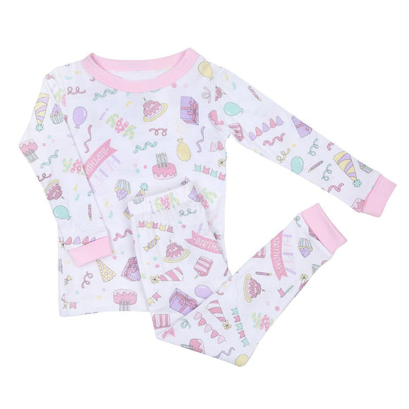 GLP1190  pre order long sleeves birthday pink girls pajamas
