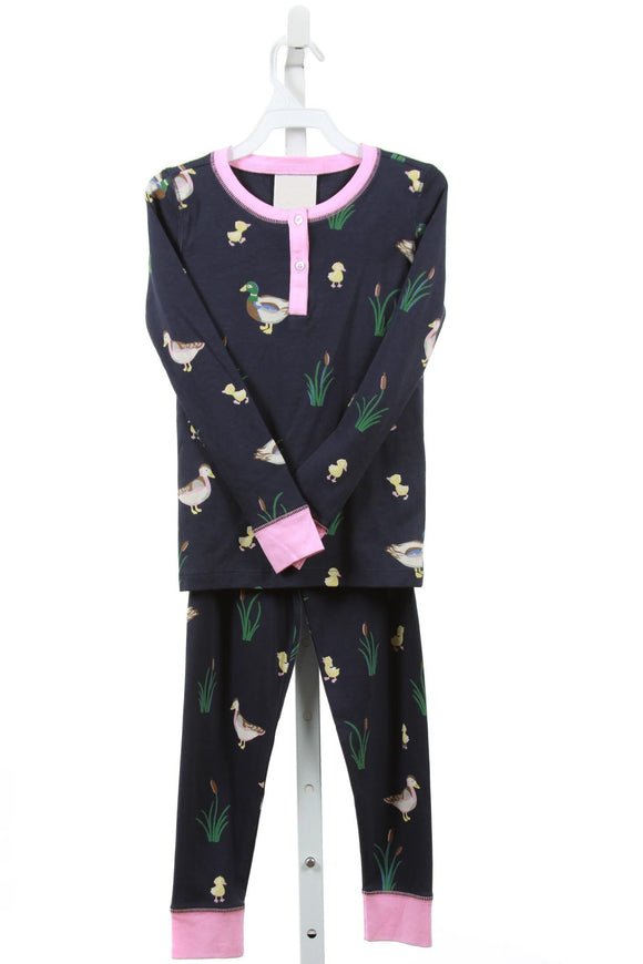 GLP12116  pre order Long sleeves mallard duck pink girl pajamas