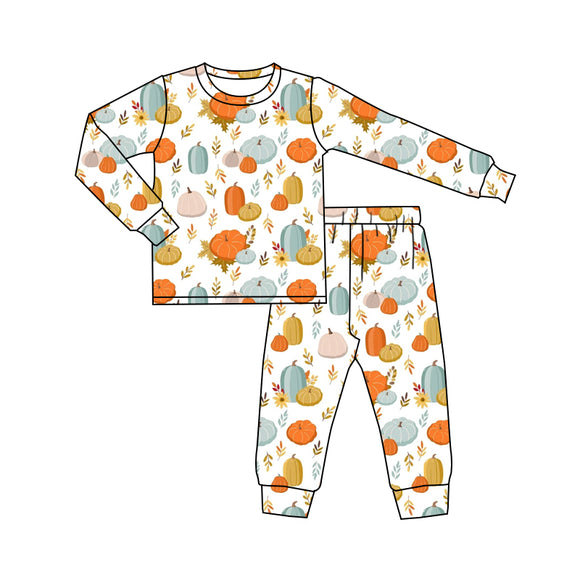 GLP12118  pre order Long sleeves pumpkin fall girl pajamas