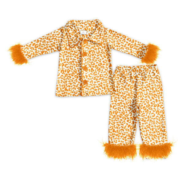 Pre-order GLP1266 Adult orange leopard pajamas