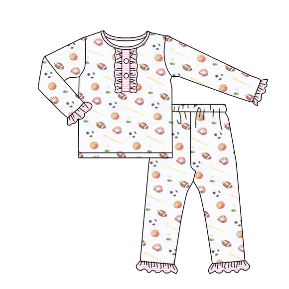 Pre-order GLP1466 long sleeve football girls pajamas