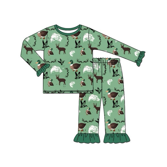 Pre-order GLP1519 long sleeve hunting mallard duck girls pajamas